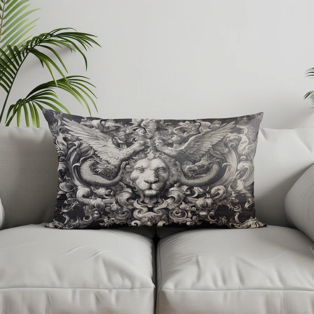 Home Decor Gothic Geometric Bat Pillowcase Suitable For Sofa Bedroom Car Pillow Cover Cushion Rectangular Back Cushion