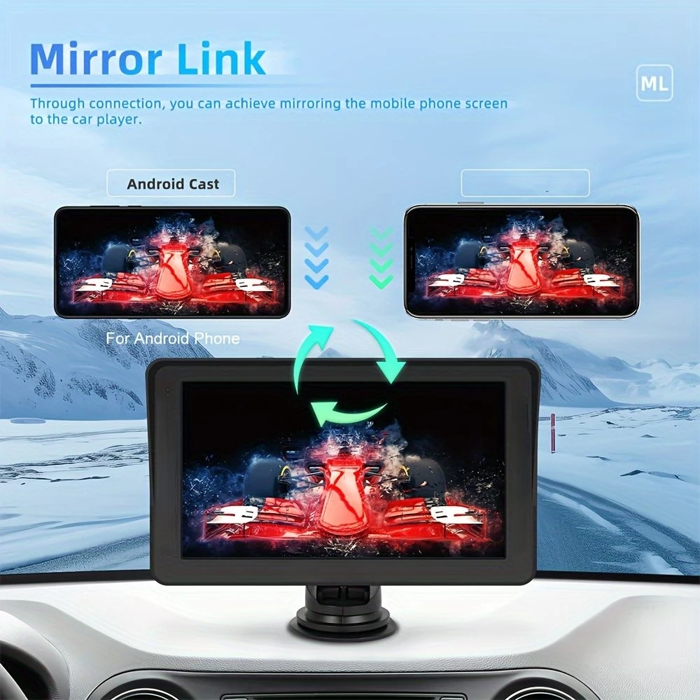 

7-дюймовая автомобильная магнитола с поддержкой беспроводного Apple CarPlay и Android Auto. Включает Bluetooth-радио.