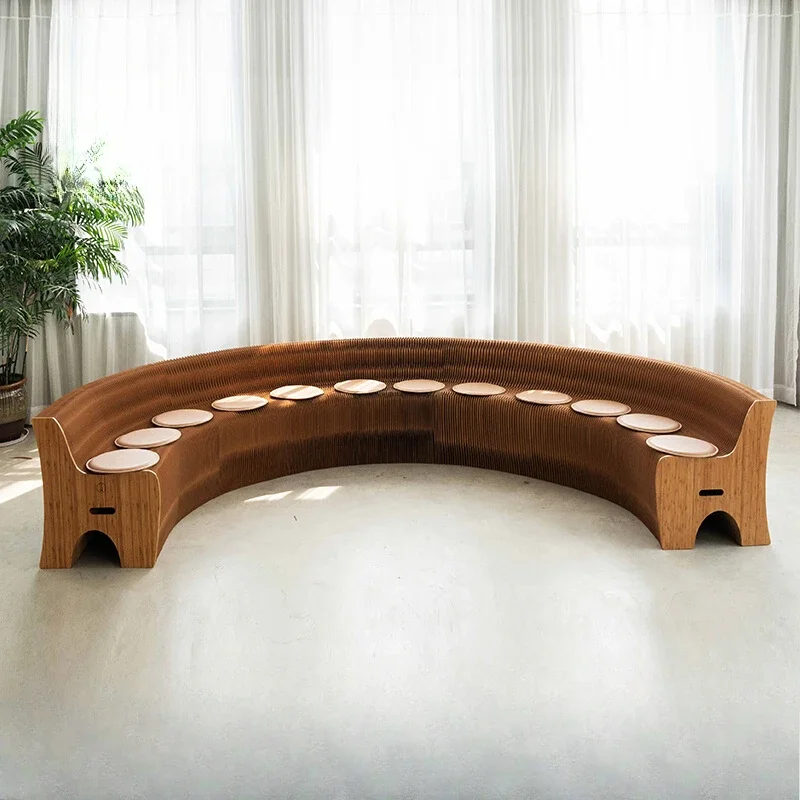 Folding chair, multi-person kraft paper folding chair, stylish simple organ sofa deformation furniture