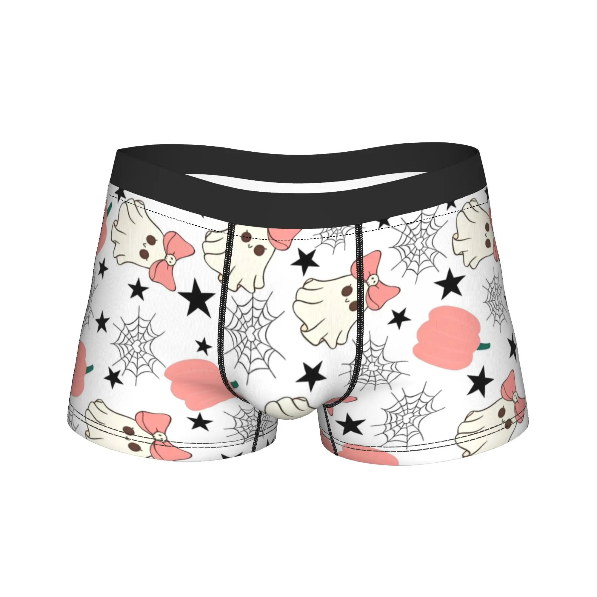 Men's Halloween Ghosts Pumpkin Spiderwebs Underwear  Sexy Boxer Briefs Shorts Panties Homme Breathable Underpants Plus Size