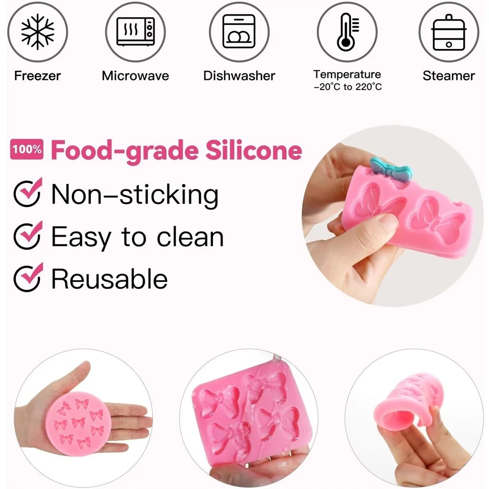 3 قطع القوس قالب من السيليكون فندان القوس قالب الشوكولاته الحلوى كعكة قالب شعبي القوس قالب لتزيين الكعكة ، DIY الحلوى ، فندان