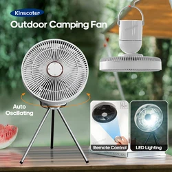 KINSCOTER Auto Oscillating Electric Fans Outdoor Camping Tent Canopy Fishing Fan Portable Cordless Air Circulator Cooler Fans