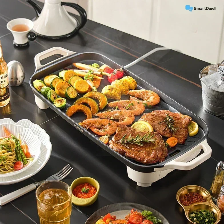 Barbecue tray - Electric baking tray. Household. Non-stick Electric barbecue grill Family indoor Light smoke electric baking pan