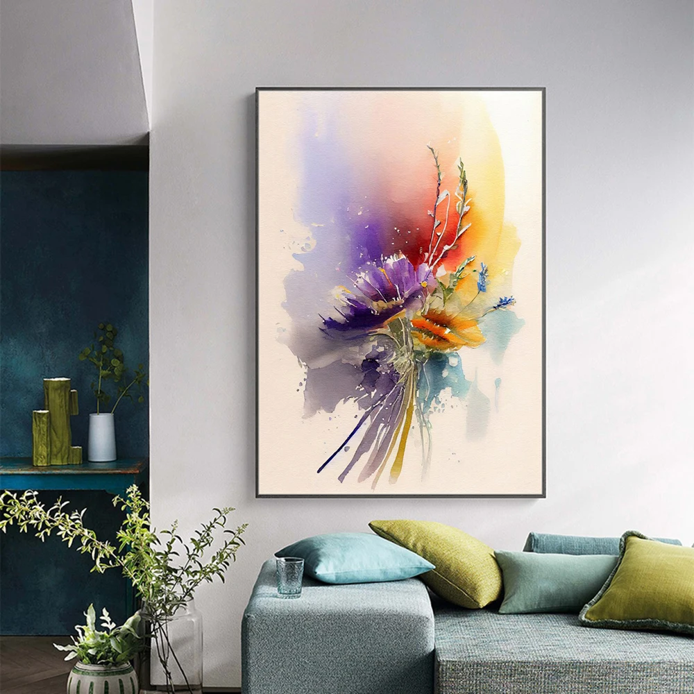 Mintura Large Artwork Hand-Painted Oil Paintings on Canvas,Bunch Seductive Purple Flower Wall Art,Picture Living Room,Home Decor