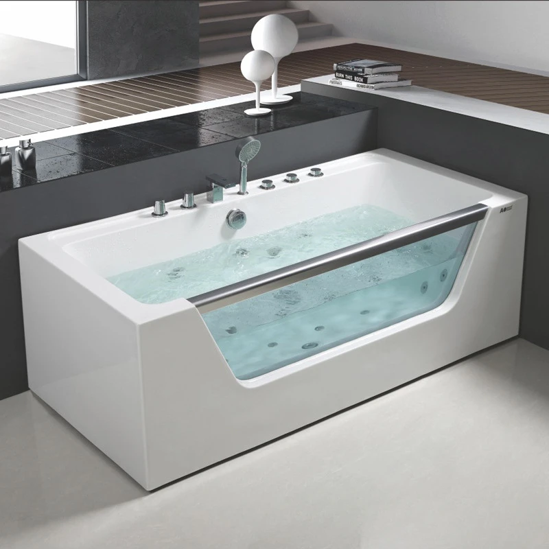 New Shijue massage surfing independent bathtub, rectangular acrylic bathtub for home use, shower basin, bath bathroom