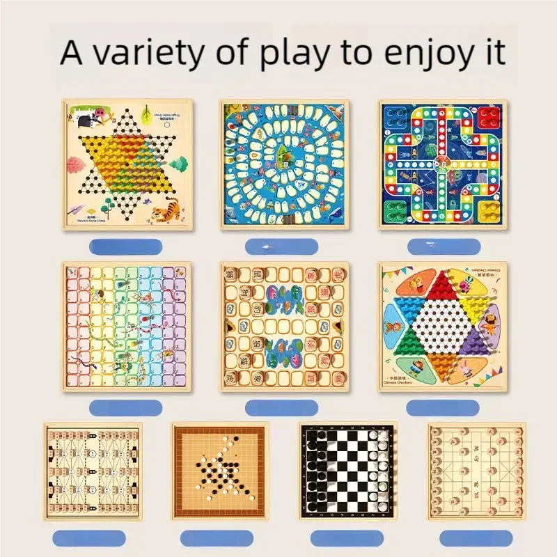 Multifunctional Board Game Multiplayer Party Chess Table Games with Family Friends All-in-one Puzzle Desktop Games Toys Set