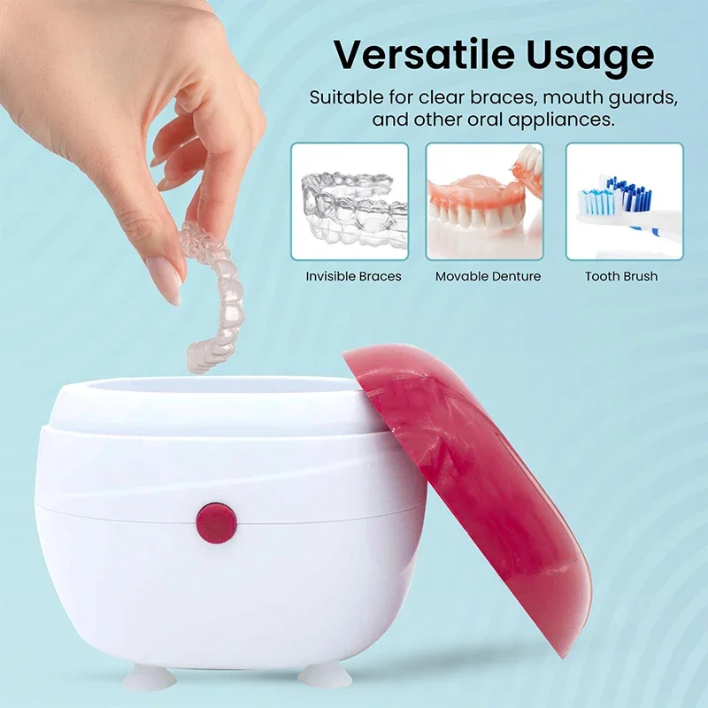 Smart Automatic Denture Cleaner Portable Filter Retainer Case Diamond Jewelry Watch Accessories Practical Denture Cleaner