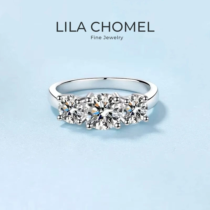 

Engagement Rings PT950 Platinum Women Wedding Band 2Carat VVS1 D Color Moissanite 3 Diamonds Birthday Gift Girl Valentine's Day