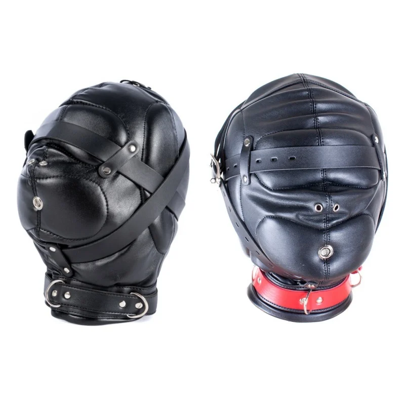 

Women Mens Cosplay Face Mask Halloween Party Sexy PU Leather Bondage Full Masks Hood Role Play Head Cover Costumes