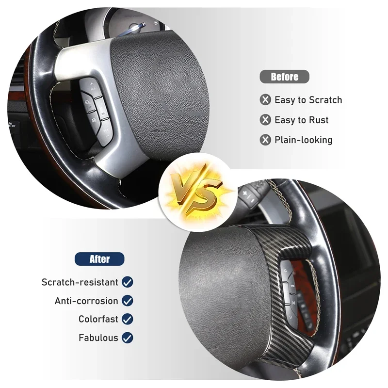 

2Pcs Real carbon fiber For Hummer H2 2003-2009 car steering wheel side button frame decorative sticker protection accessories