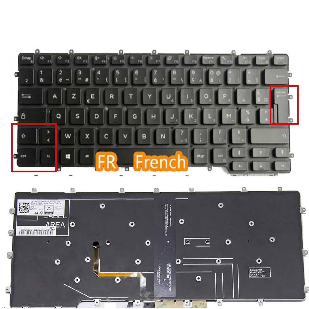 

French Backlit laptop keyboard for DELL Latitude 7400 2-in-1 9410 2-in-1 FR Layout