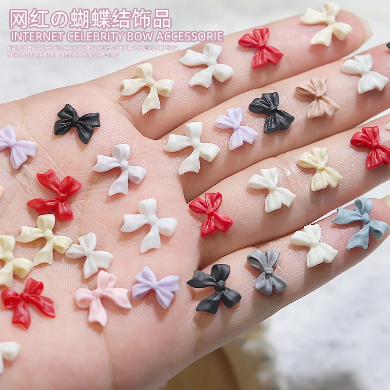 100Pcs Selling Matte Bowtie Resin Nail Charms 3D Japanese-Style Nail Art Accessories for an Elegant and Fairy-Like Manicure Look - Image 3