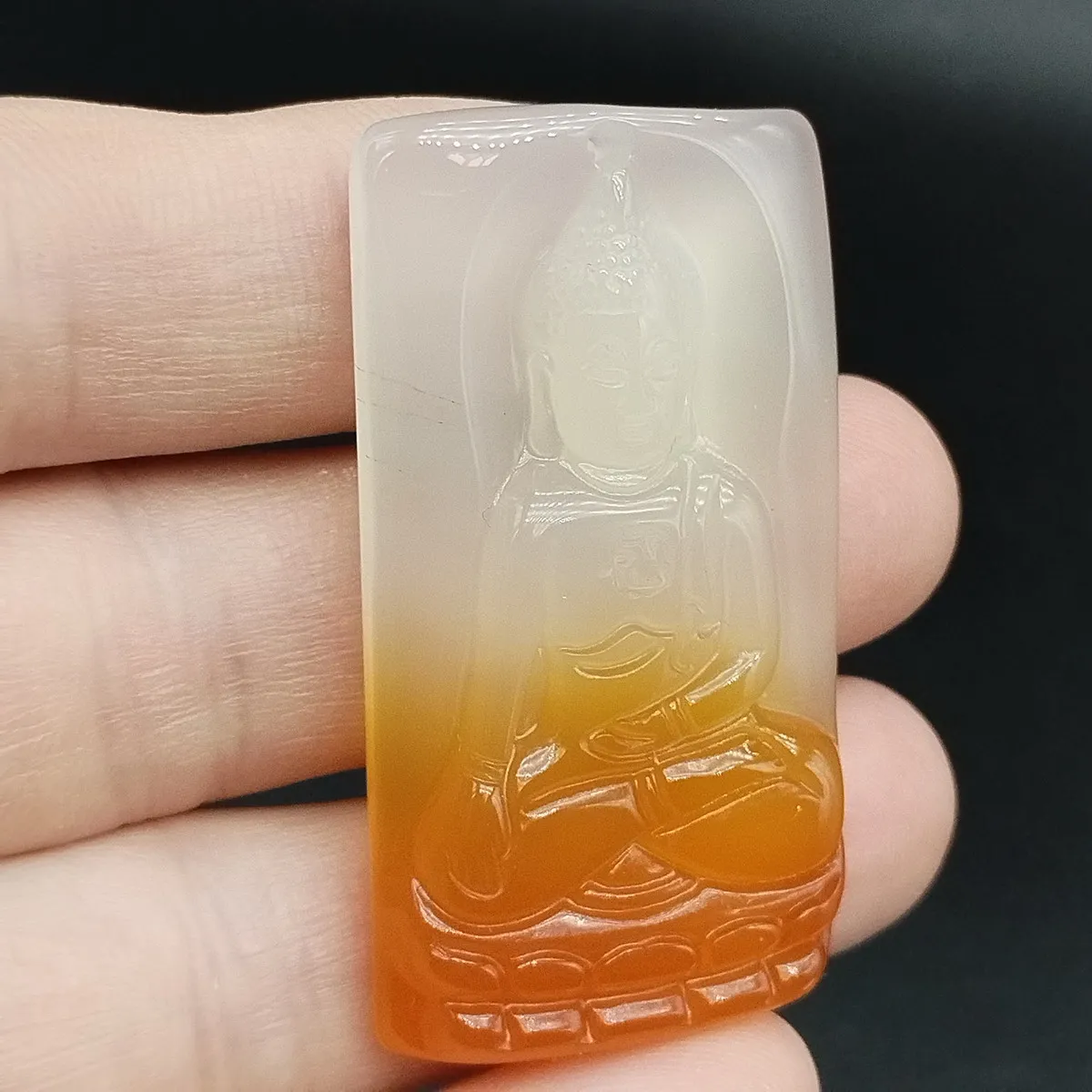 Certified Natural A Agate Chalcedony Carved Sakyamuni Buddha God Pendant