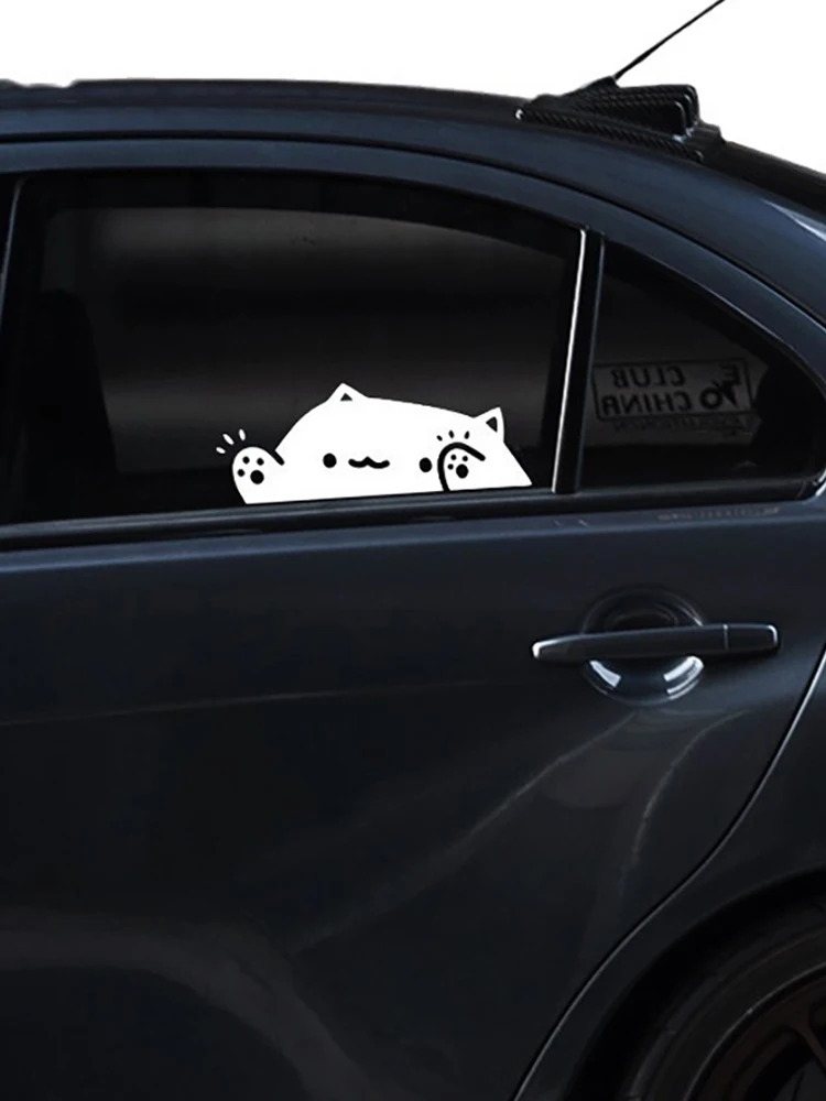 Autocollant de voiture chaton frapper sur fenêtre, personnalité mignonne pour carrosserie de voiture, pare-chocs, fenêtres, moto, ordinateur portable, mur, accessoires automobiles