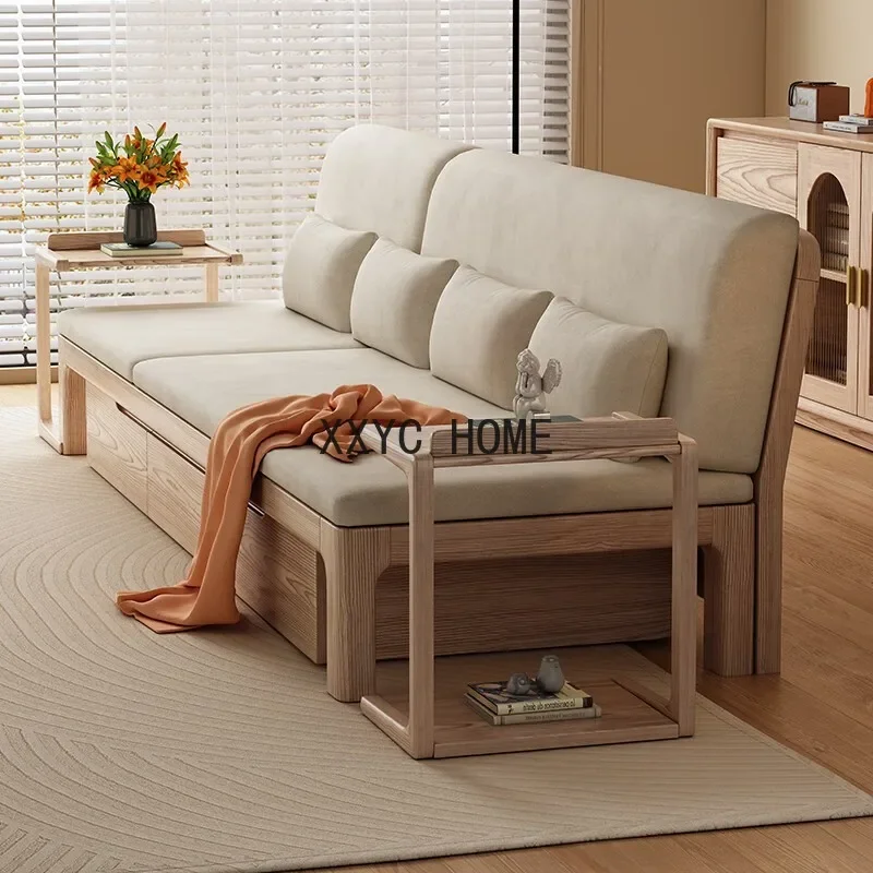 

Nordic solid wood chaise longue balcony leisure single sofa living room storage recliner bed and breakfast bedroom beauty couch