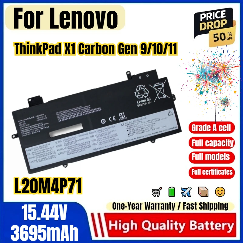 L20M4P71 for Lenovo ThinkPad X1 Carbon Gen 9/10/11 T Laptop Battery 0 Cycle High Quality Capacity Battery Replacement Bateria