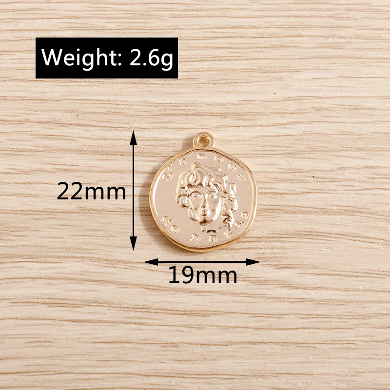 Tusember 10 Stück 22*19mm Legierung Runde Porträtkopf-Anhänger für Ohrringe, Halsketten, DIY Schmuckherstellung, Handgemachtes Zubehör – Detail 1