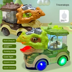 Electric Universal Dinosaur Car Spray Tyrannosaurus Rex Engineering Car Acousto-optic 0-3 Male Gifts Children's Toys Remote Toys