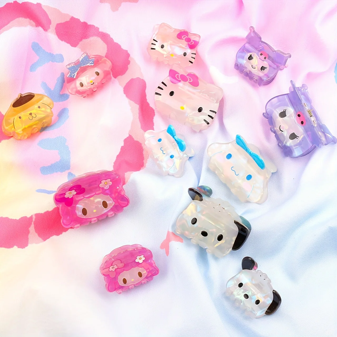 

Набор из 12 шт., милые и милые заколки для девочек Sanrio, аксессуары для головы, заколки в виде акулы из мультфильмов и аниме.