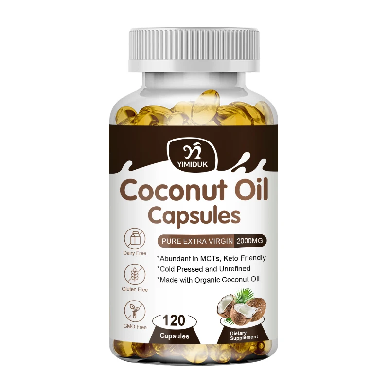 Coconut Oil Capsules, Support Bones & Teeth - for Healthy Skin Nails Hair Growth Support Bloating Anti Aging Digestion