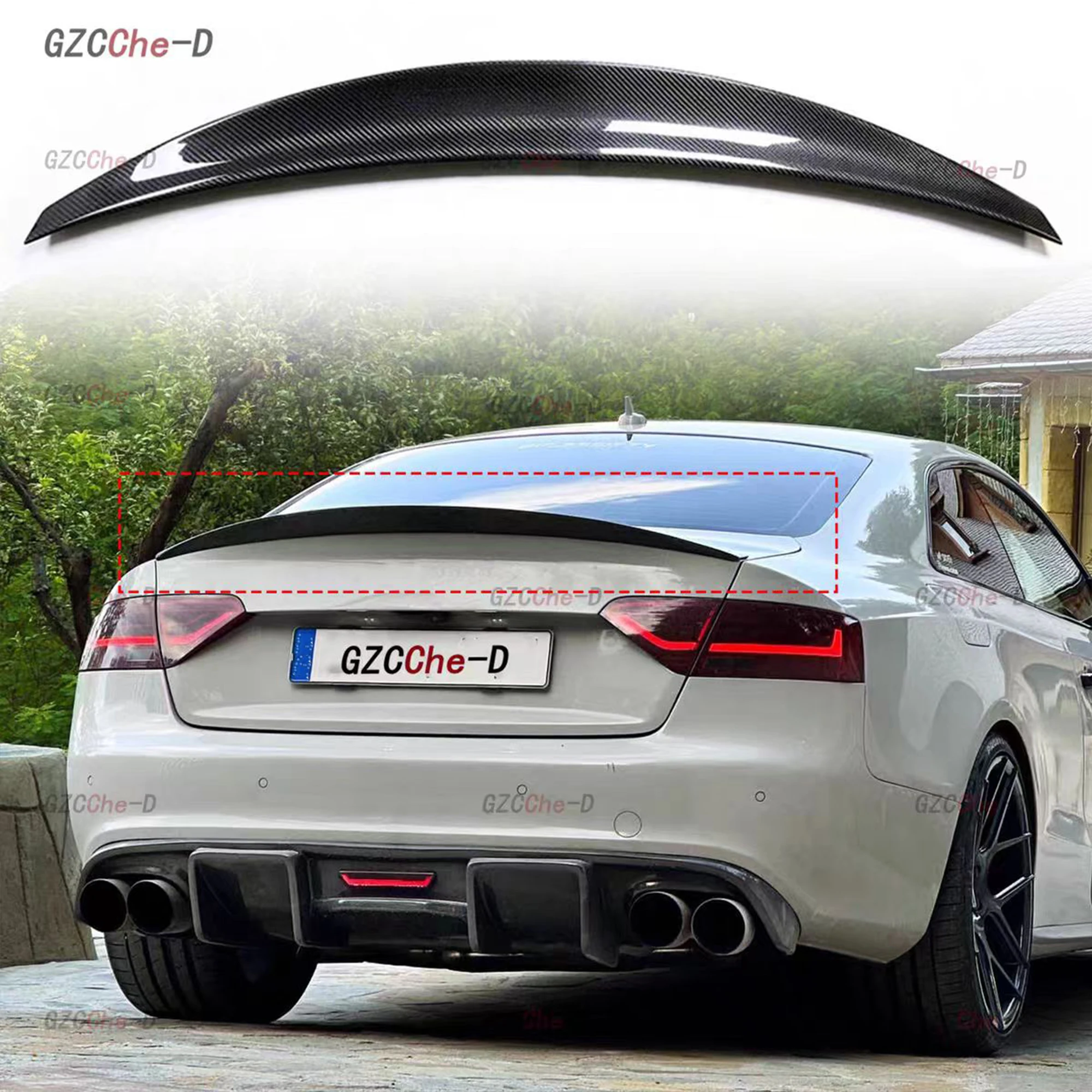 For Audi A5 B8 2010-2016 four door hardtop sports car carbon fiber rear spoiler luggage compartment lid tail wing kit (4 doors)