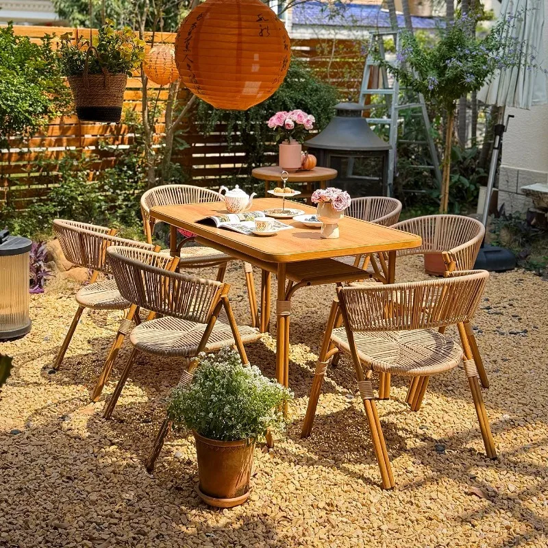 Table and chair courtyard balcony  table and chair combination, outdoor open-air terrace with tables and chairs that