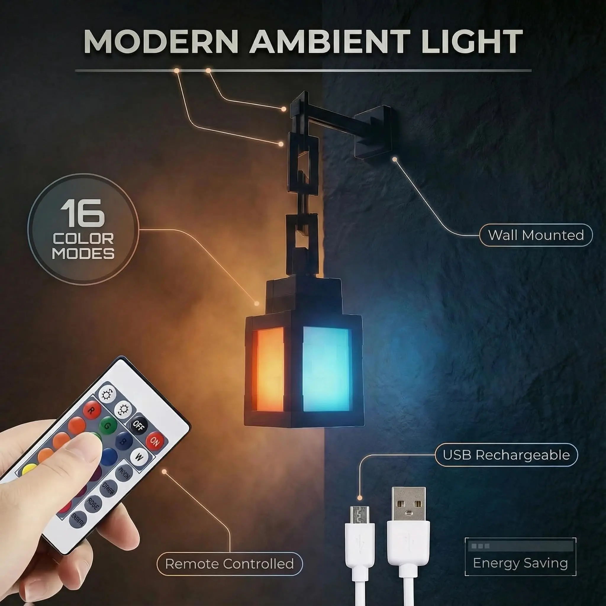 Pixel Style Night Light Portable Lantern Tabletop Ornament 16 Colors Lantern DIY Interior Decoration Festival Atmosphere Light