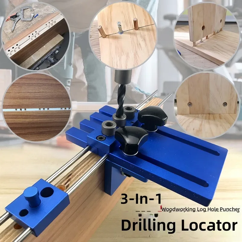 3 in 1 Woodworking Hole Punch Positioner for Plank Embedded Parts Log Tenon Plate Furniture Core Tool Accurate Drilling Jig