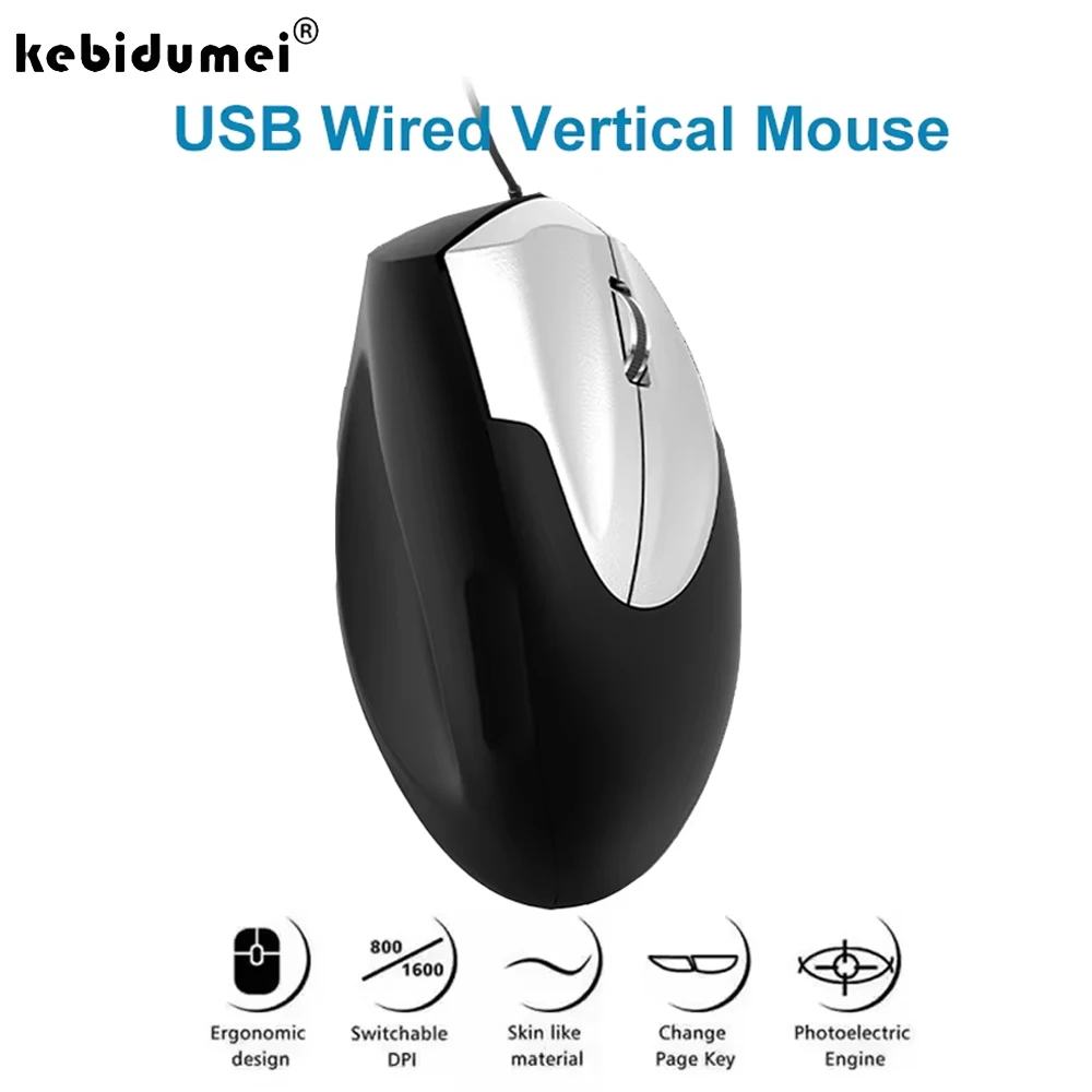 Verticale Muis Ergonomische USB Draad Optische Muizen Stille Muis DPI 800/1200/1600 Knop voor Laptop PC Computer Desktop