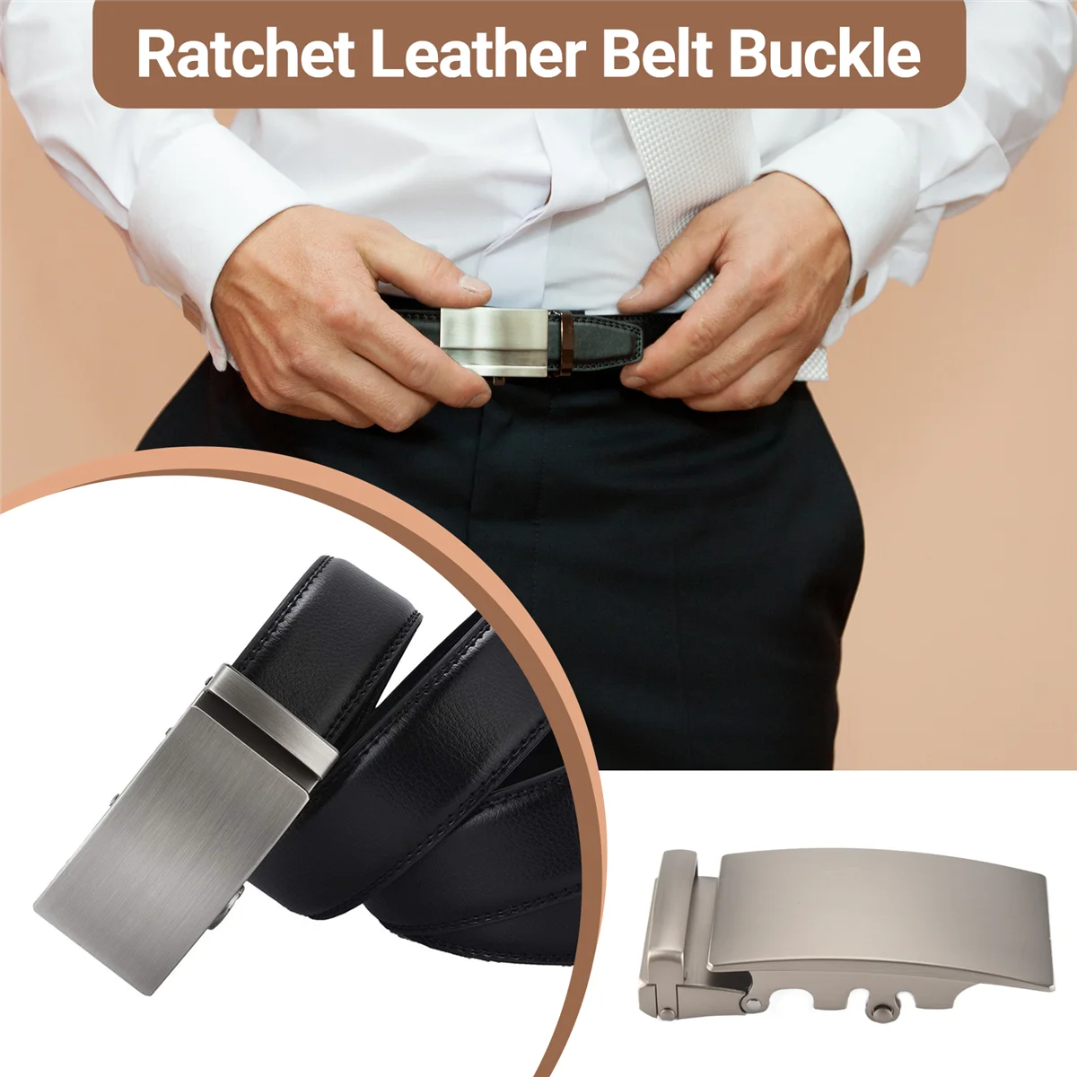 

Прочная мужская однотонная пряжка с автоматической трещоткой, кожаная пряжка ремня