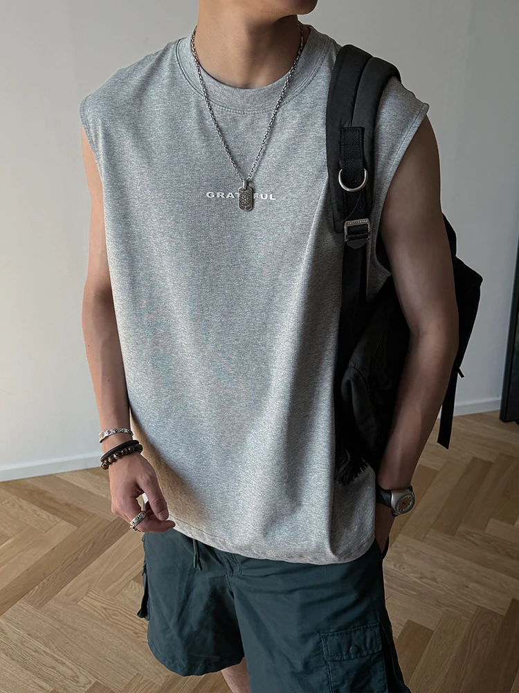 Korean Streetwear Men Tank Top Summer Sleeveless Gym Clothing Basketball Workout Vest Plus Size Casual Fashion Sport Tops Trendy
