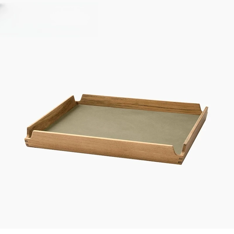 Rectangle medieval teak tableware tray coffee cup breakfast afternoon tea solid wood storage tray