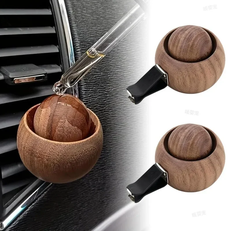 Natürlicher Duftspender Auto-Lufterfrischer Holz-Diffusoren für Ätherische Öle - Kugelförmiges Design Deko-Diffusor Auto-Duft – Detail 1