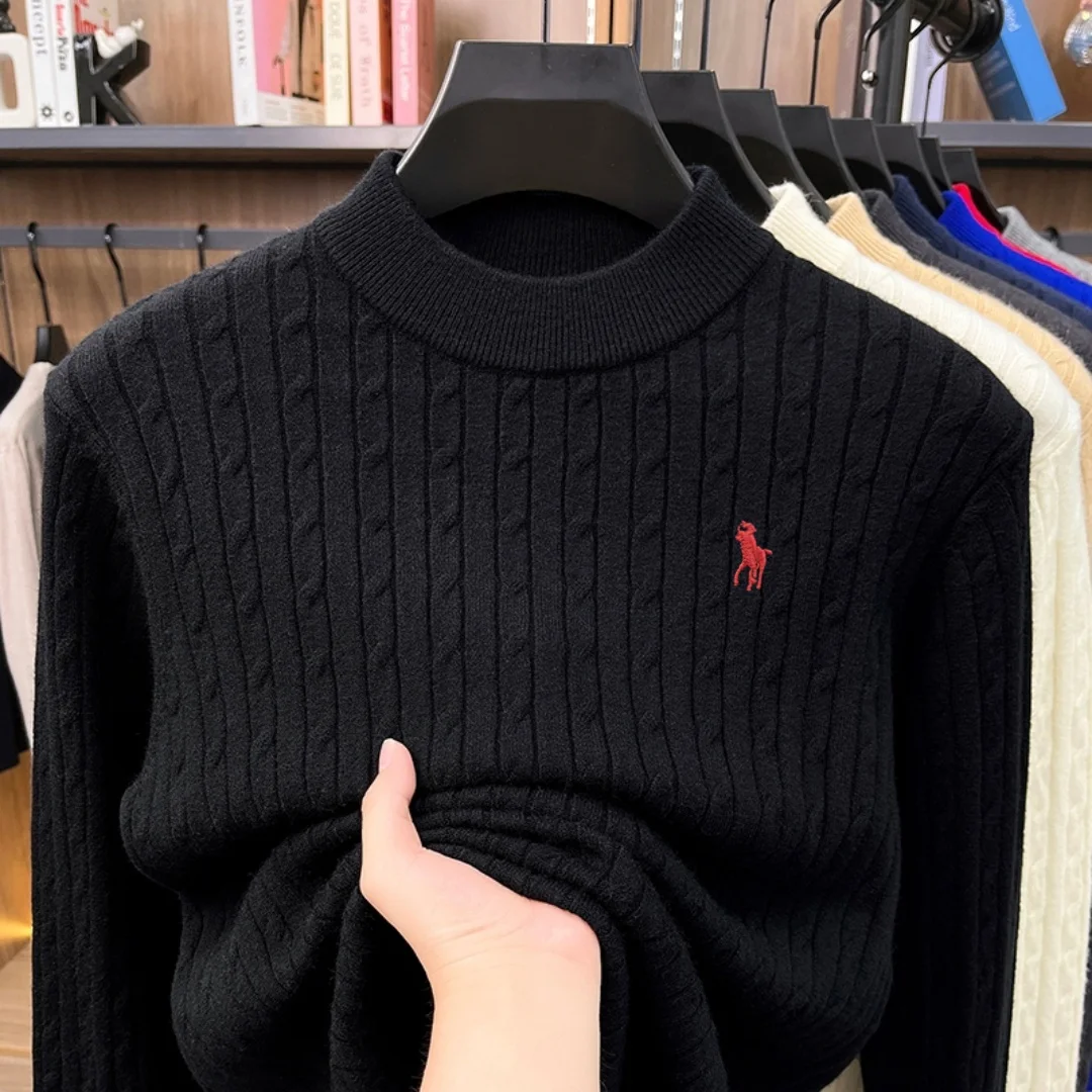 Luxuriöser Herren-Markenpullover für den Winter, hochwertiger Strickpullover mit Rundhalsausschnitt, Jacquard-Stickerei, langen Ärmeln, lässiger Modestil. – Detail 15