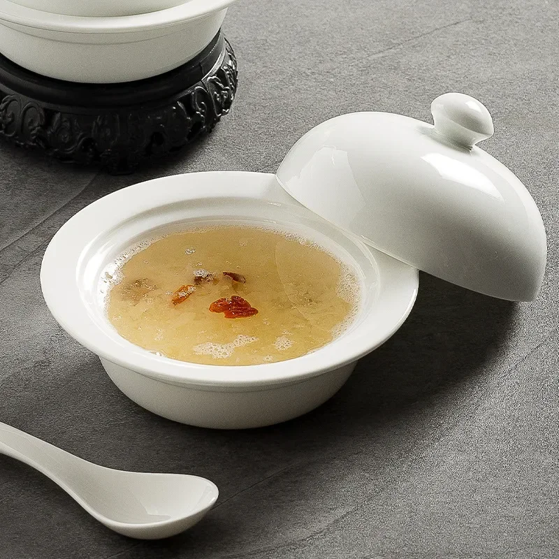 Pottery stewed bird's nest waterproof stewed pot home steamed egg bowl soup cup hotel restaurant