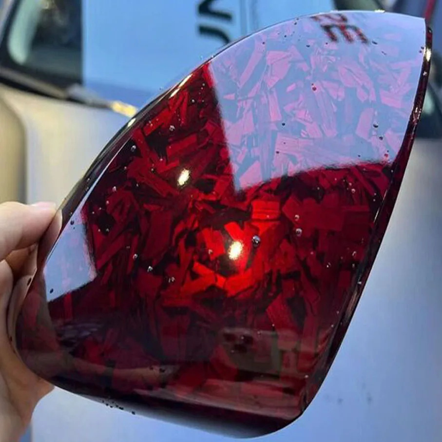 50cm*200/300/500CM PET Super Glossy Red forged Carbon Fiber Vinyl Film warp Motorcycle Car Stickers Accessories Waterproof