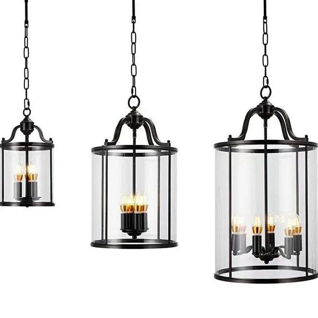 All-copper chandelier European simple modern American restaurant aisle light porch staircase entrance