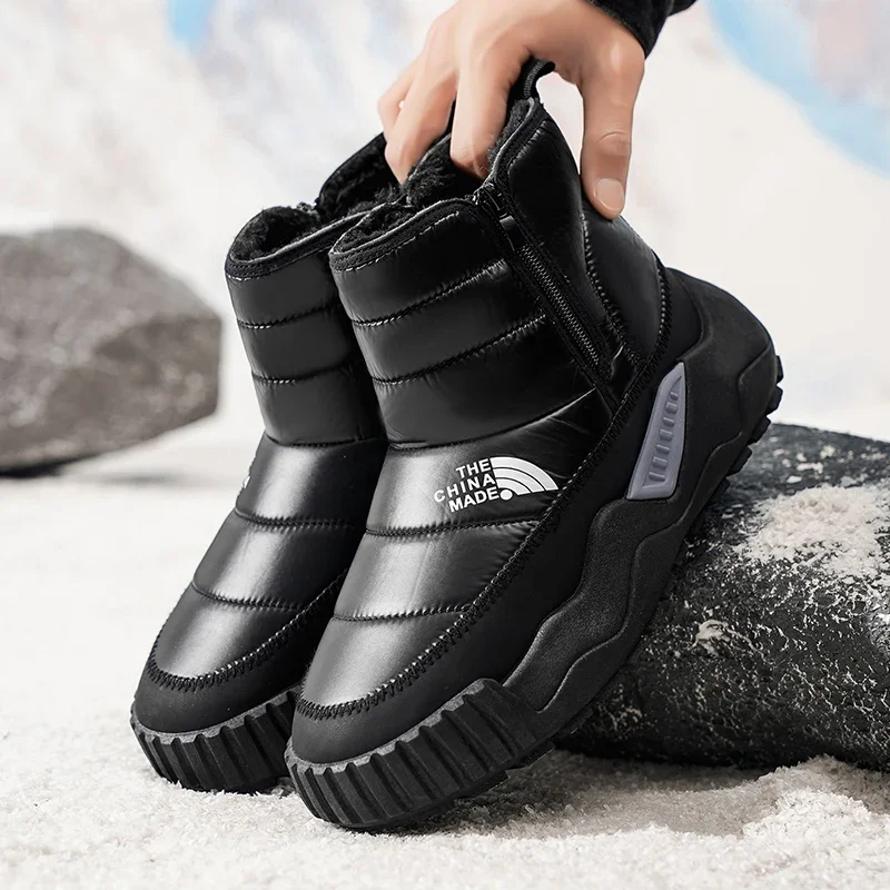 

2025 Warm Fur Men's Snow Boots Autumn and Winter Thickened Bakers Fashion Casual Shoes Fur-Lined Thickened Mid-Calf Cotton Shoes