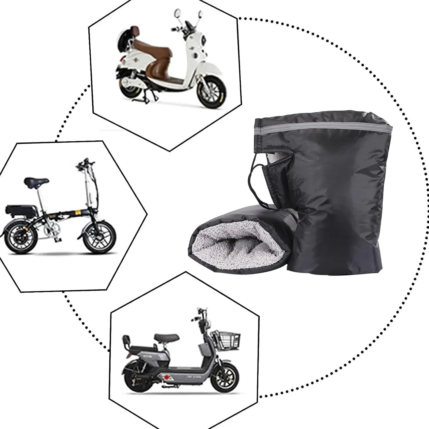 

2pcs Motorcycle Handlebar Gloves - Windproof Thermal Grip, Heavy-Duty Cold Weather Riding Gloves, Fit for Motorcycles, Scooters