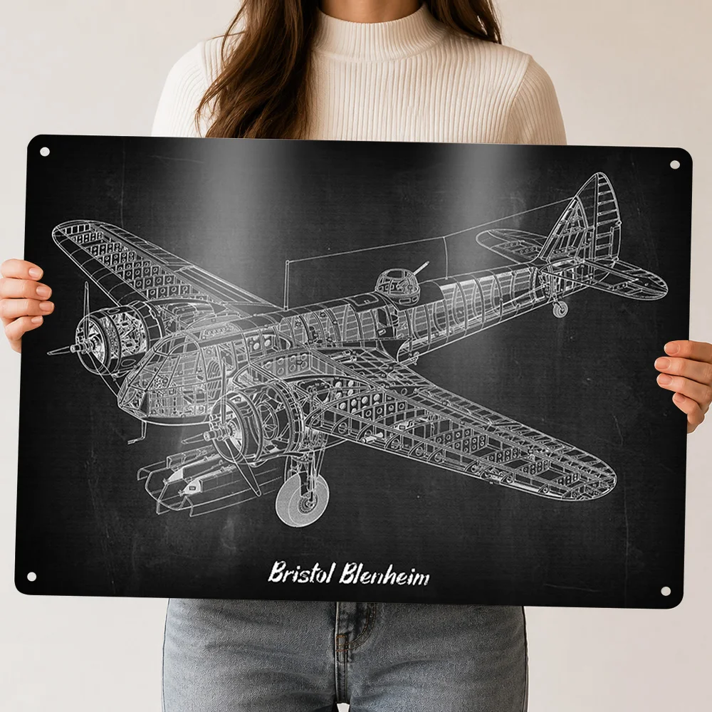 Bristol Blenheim 3D Printed Texture Poster Personalized Wall Art Retro Metal Tin Signs for Luxury Decoration Home Decor Items
