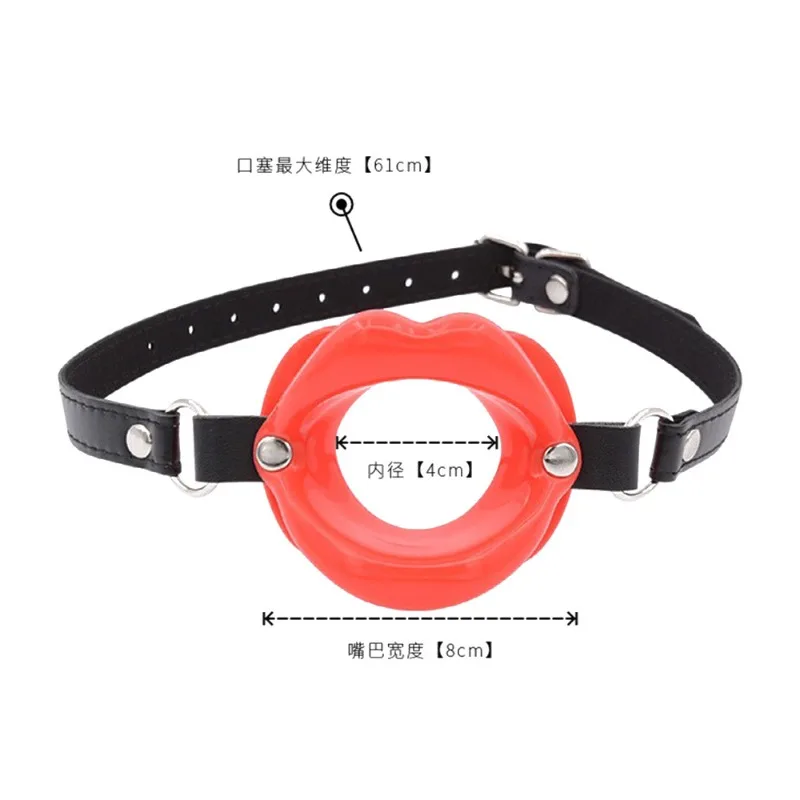 Silicone O-Ring Oral Fixation Gag with Open Mouth Lips Design for Couples Bondage, BDSM Restraint Adult Toy view 6