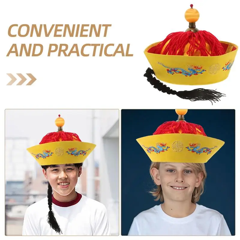 Hanfu Hat Chinese Oriental Cultural Headwear Emperor for Adults Party Traditional Mandarin