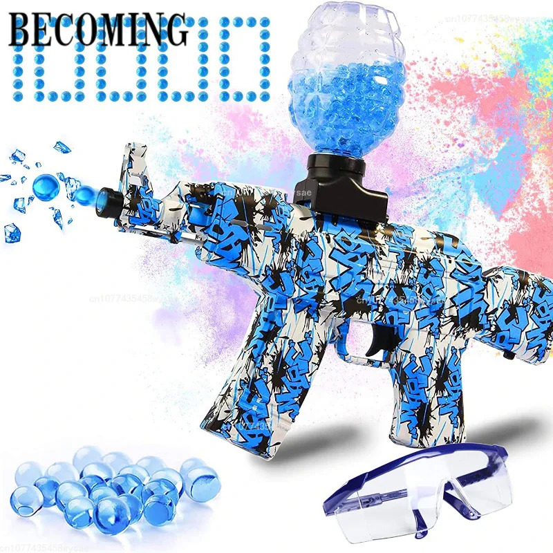 AK-47 Gel Gun Electric Gun Toys Water Gel Ball Beads Blasting  Weapon CS Fighting Outdoor Game Airsoft for Children Fake Gun Toy