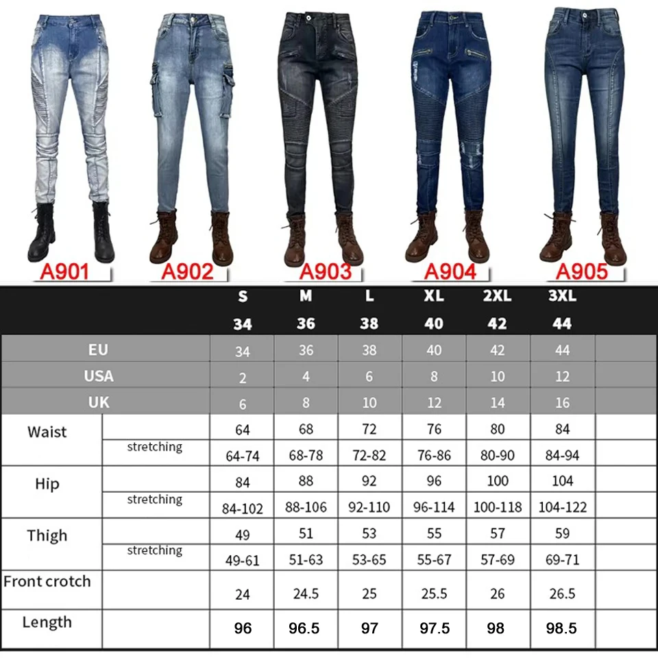 Women Motorcycle Protective Jeans Blue Motorbike Trousers Gear for Safety and Comfort TZ905