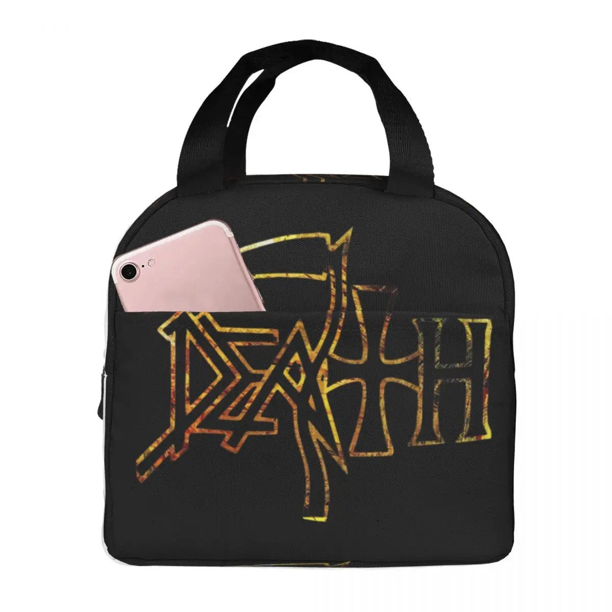 

Heavy Metal Death Logo Insulated Lunch Bags Cooler Bag Lunch Container Portable Lunch Box Tote Food Bag Beach Travel