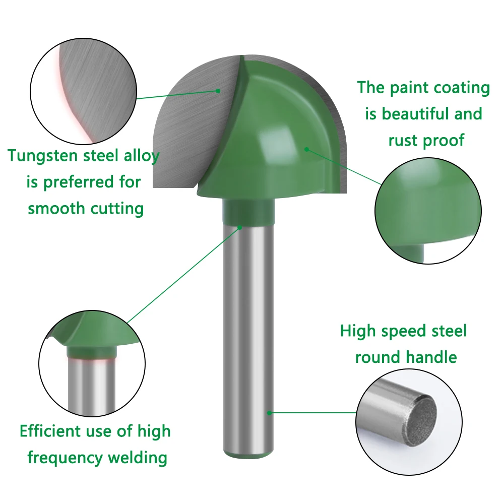 LAVIE 5 buah r 4 buah 6mm mata Router hidung, Set ujung penggiling, kotak Cove bulat, Radius CNC karbida padat, mata profil inti MC0602