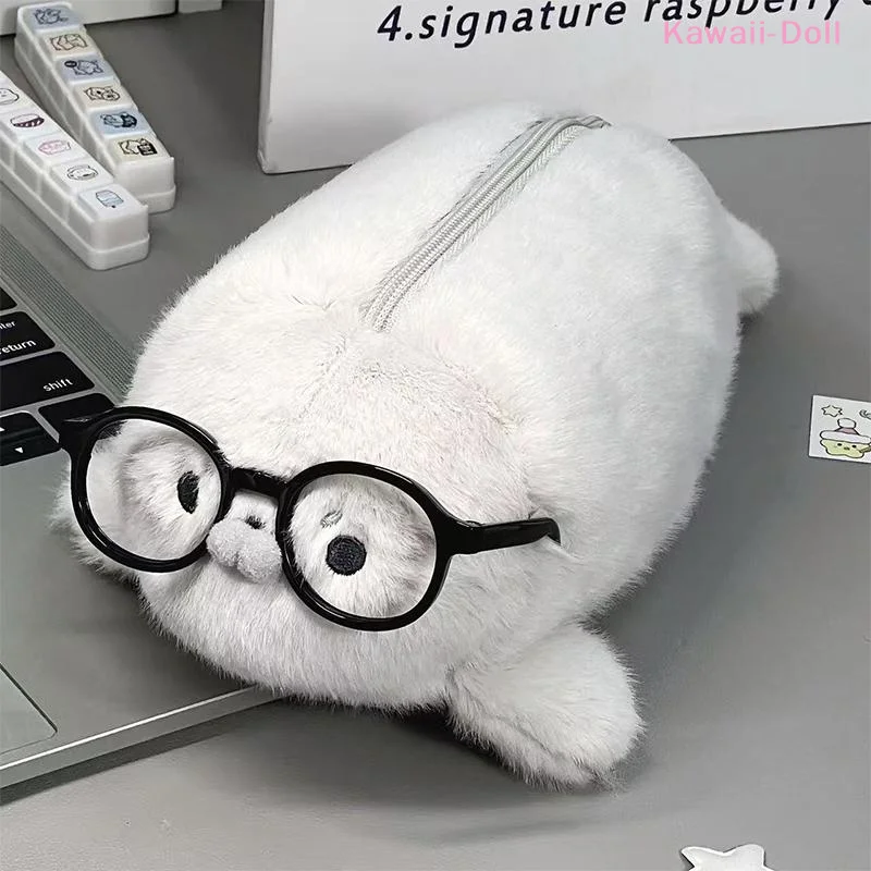 [DO]Funny Cute Seal Doll Pencil Case High Aesthetic Value Storage Bag Large Capacity Plush Stationery Bag School Supplies[DO] - view 5