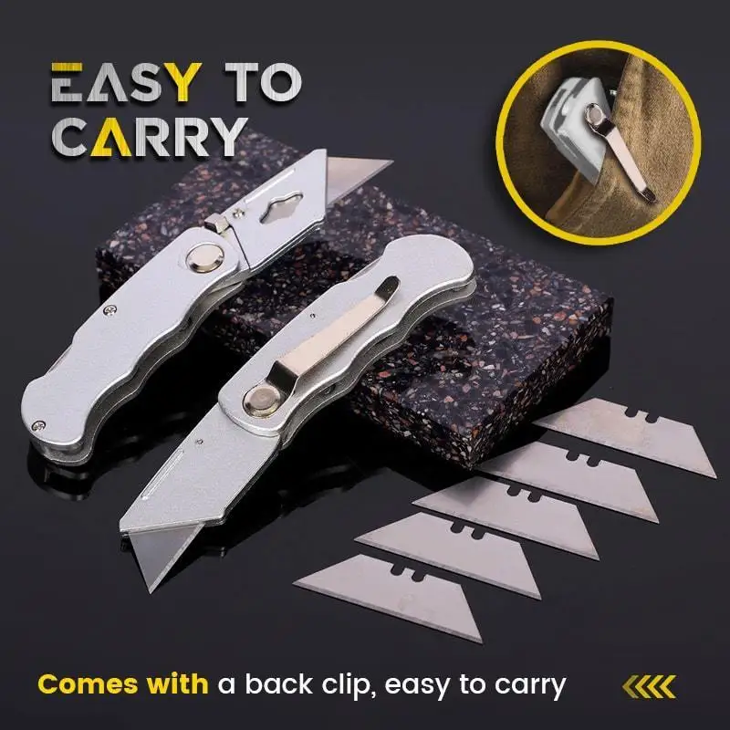 

Collapsible Utility Knife Set Gift Box Cutter Quick Change Blade Folding for Electrician Carton Cardboard Carpet Electric Cable