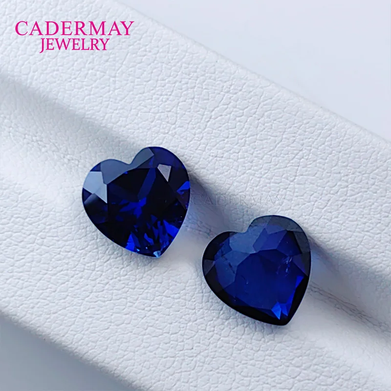 الأزرق الداكن مختبر نمت الياقوت المدخلات 4 مللي متر-14 مللي متر القلب قطع الملكي الأزرق الياقوت الاصطناعية أحجار كريمة مفكوكة لصنع المجوهرات #4