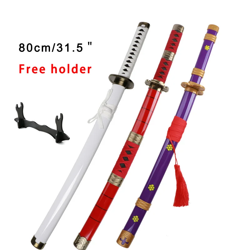 80cm Roronoa Zoro Katana Anime Cosplay Espada De Madeira Modelo Toy Kitetsu Yama Shusui Samurai Japonês Catana Yubashiri Wado Ichimonji